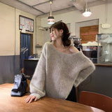 バックリボンモヘアニット