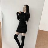 タートルネックリブワンピース