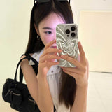 シルバーバタフライビームiPhoneケース