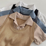 レイヤードベストシャツトップス