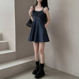 シャーリングデニムキャミソールワンピース