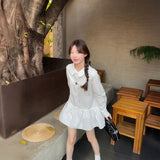 ペプラムシャツワンピース