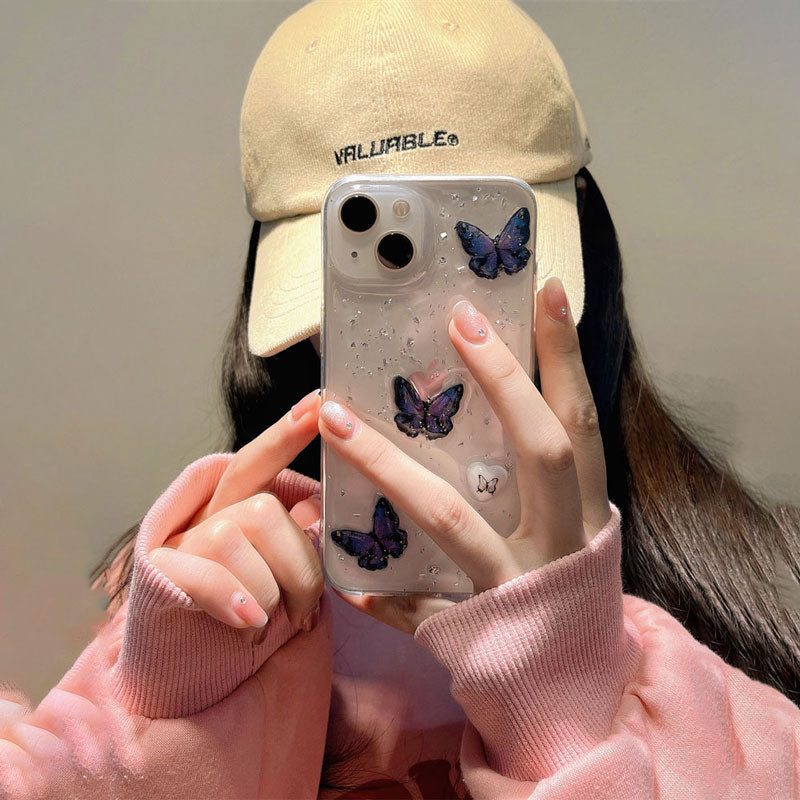 ダークブルーバタフライiPhoneケース