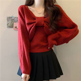 フロントリボンカラーニット