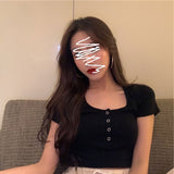 ボタンネックミニTシャツ