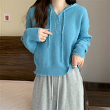 シンプルボタンニットフーディー