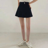 ダブルボタンプリーツデニムスカート