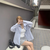 ブルーストライプリネンシャツ