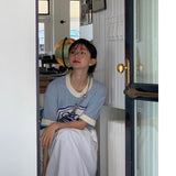 ブルーロゴメッシュサマーニット