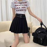 ダブルベルトミディアムプリーツスカート