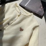 ベア刺繍ワンカラーカーディガン