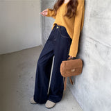 裏起毛ステッチワイドデニム