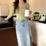 ボタンネックラビットロンT