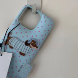 ドッグ刺繍レザーiPhoneケース