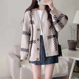 オーバーチェックカーディガン