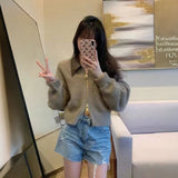 レザーカラーニットブルゾン