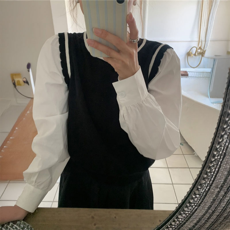 レイヤードベストブラウス