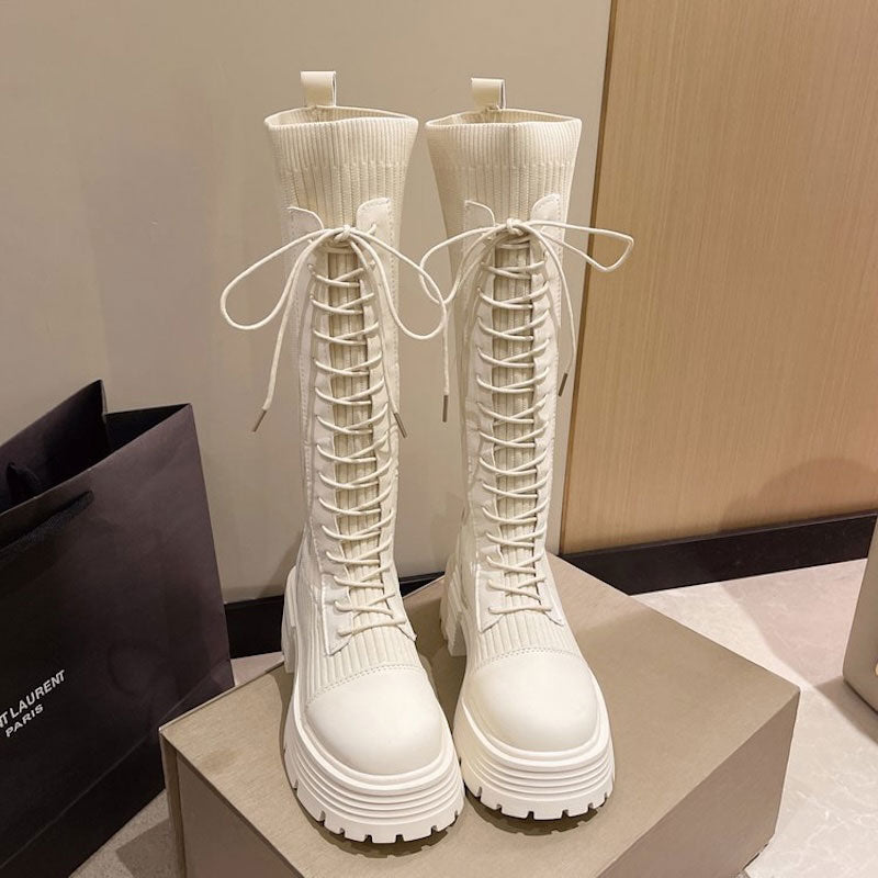 リブニットロングブーツ