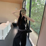 ウエストチェック折り返しワイドパンツ