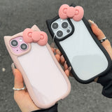 【iPhone17対応】ピンクリボンキャットiPhoneケース