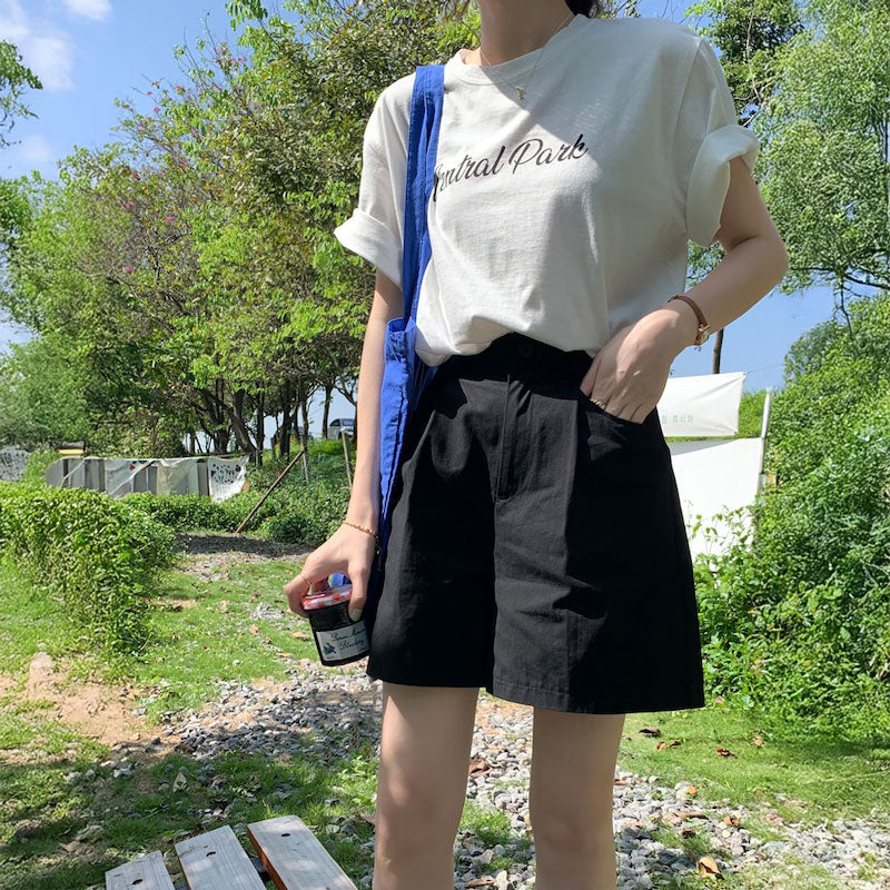 カラーチノタックハーフパンツ