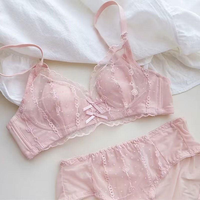 フレンチレースリボンブラ&ショーツSET
