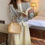 ローショルダーボーダーカーディガン