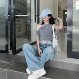 ウエストレースドットデニム