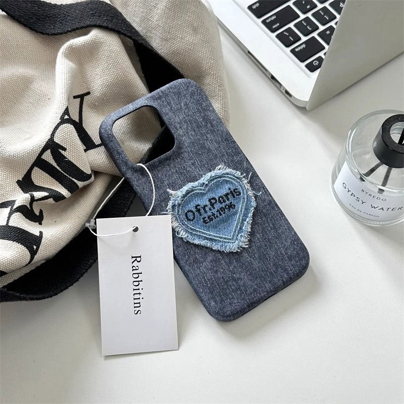 ハートデニムパッチiPhoneケース
