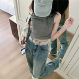 ウエストレースドットデニム