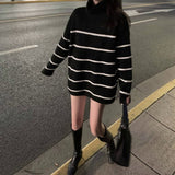 タートルネックボーダービッグニット