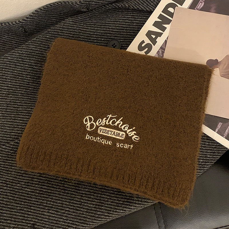 ロゴ刺繍ミディアムニットマフラー