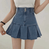 ダブルボタンプリーツデニムスカート