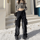 フリンジウォッシュデザインカーゴデニム