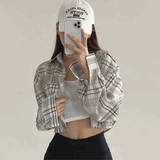 チェックカジュアルクロップドシャツ