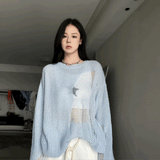 デザインメッシュルーズニット