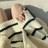 タートルネックボーダービッグニット