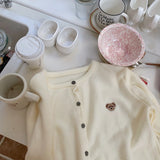 ベア刺繍ワンカラーカーディガン