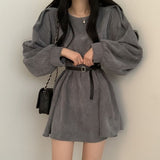 コーデュロイバルーンワンピース