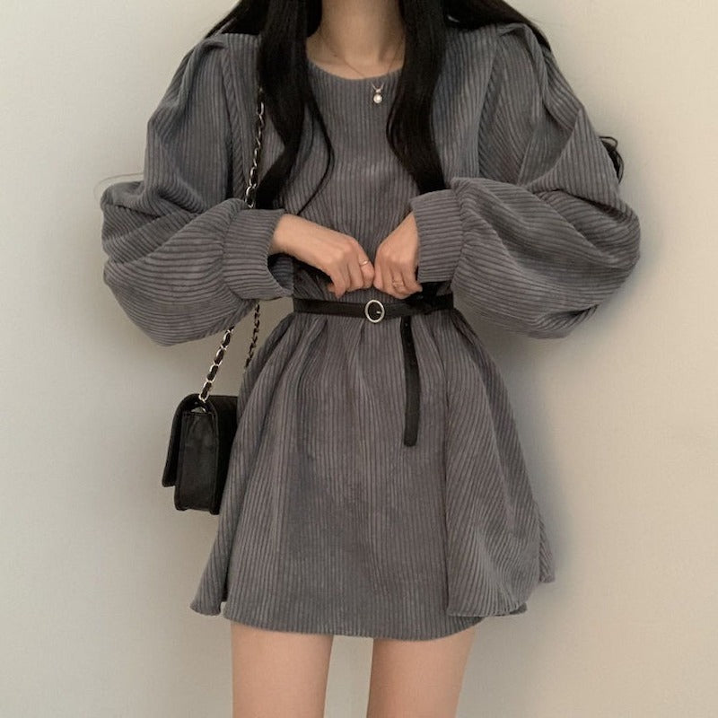コーデュロイバルーンワンピース