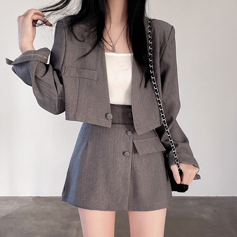 クロップドジャケット&ミニスカートSET