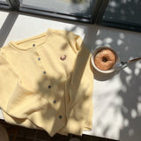 ベア刺繍ワンカラーカーディガン