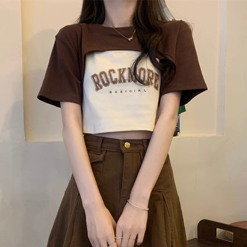 半袖オープントップス&キャミソールSET