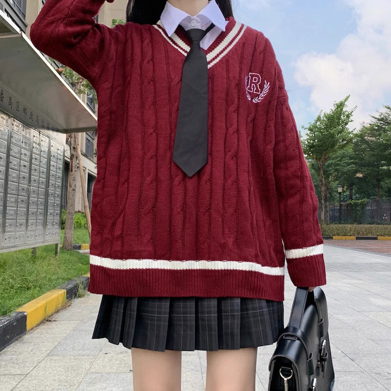 Rロゴエンブレムケーブルセーター