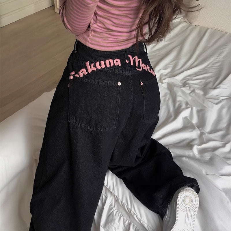 ピンクバッグロゴデニム