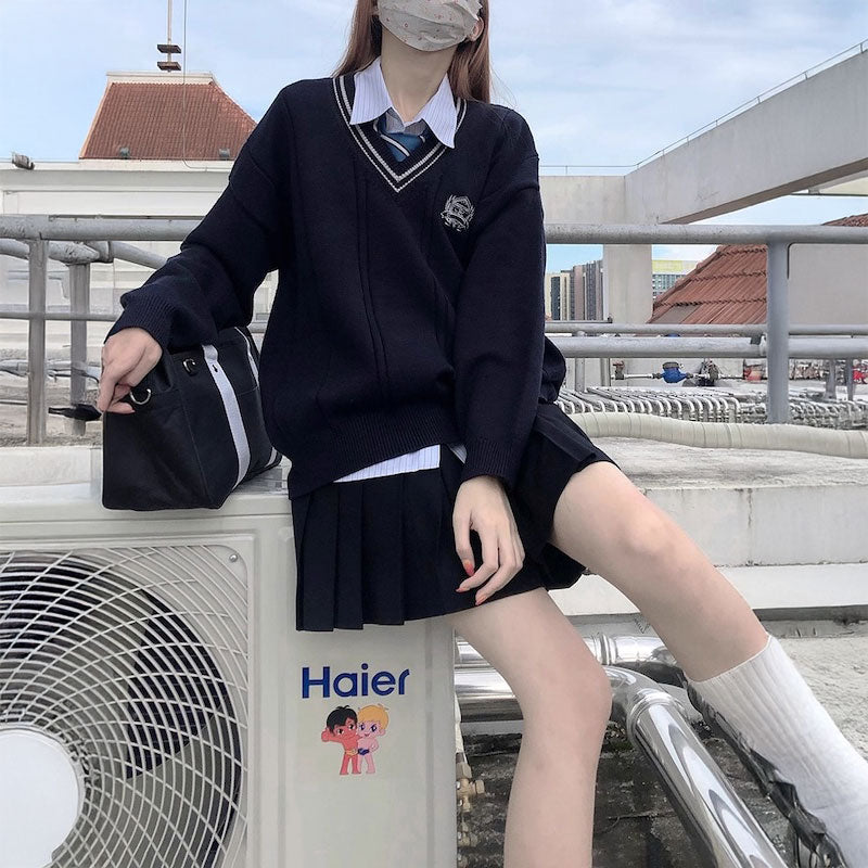 ストライプリブアクセントセーター