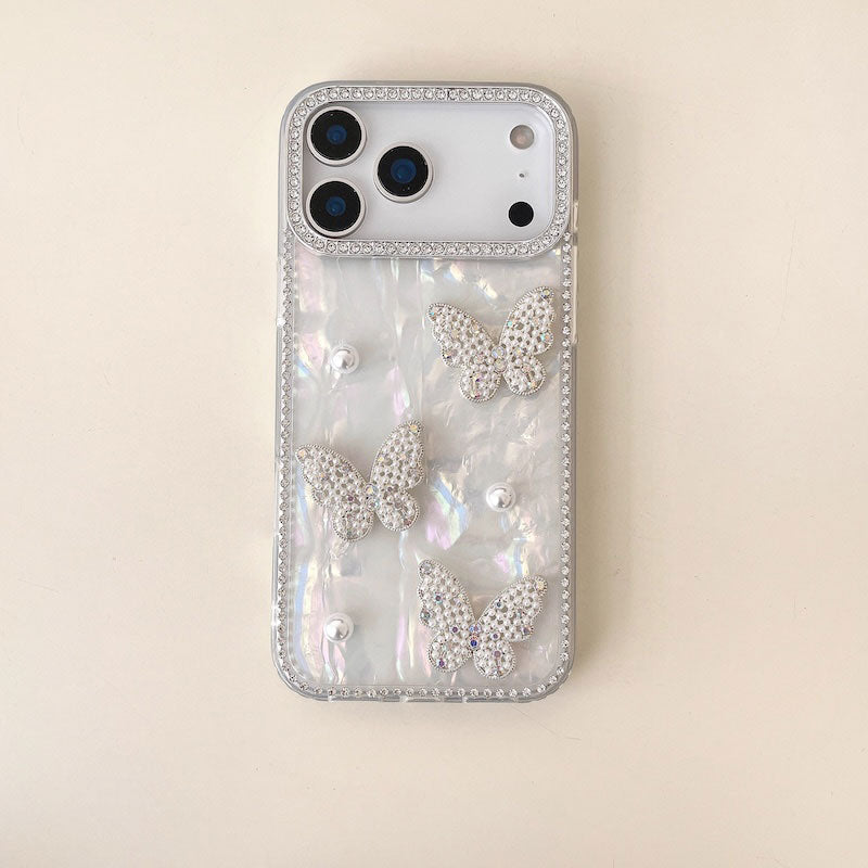 【iPhone17】パールバタフライiPhoneケース
