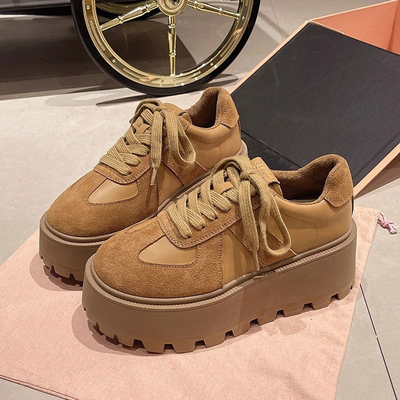 スウェードキャメルハイソールスニーカー