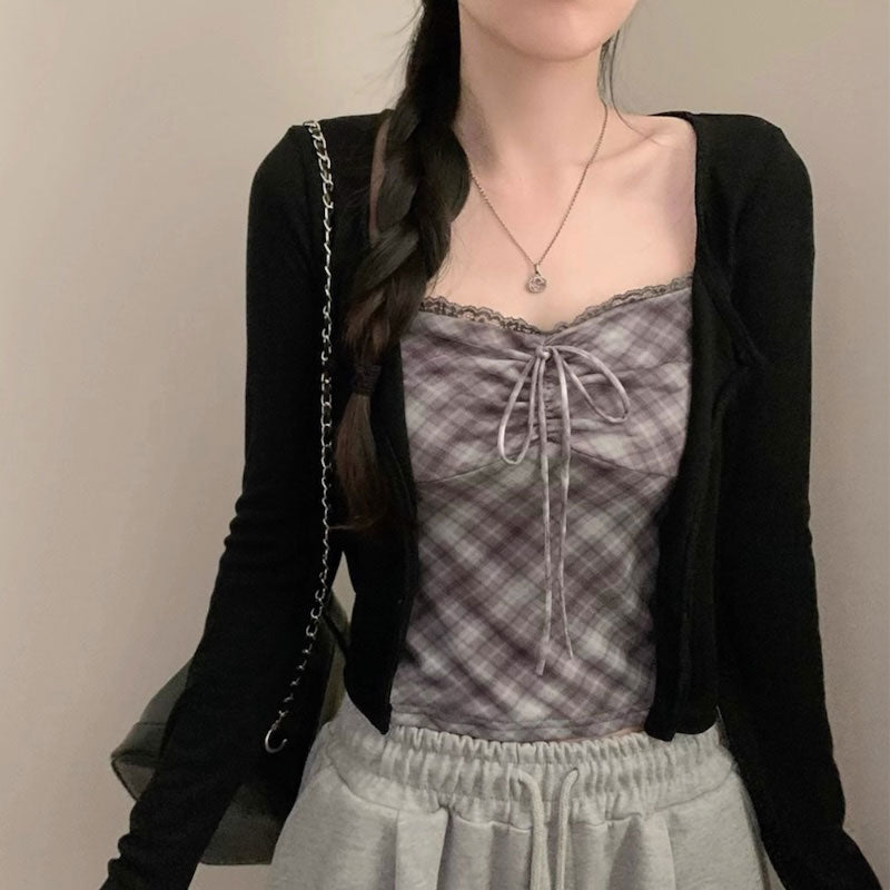 チェックキャミソール&カーディガン SET