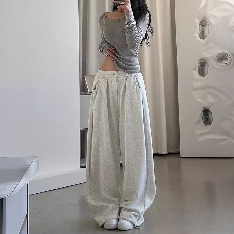 ワイドルーズスウェットタックパンツ